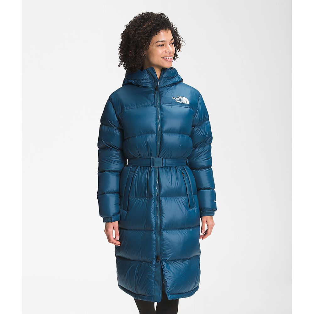 The North Face Parka Womens Australia - The North Face Nuptse Belted Long Blue (QAC-926140)